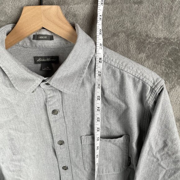 Eddie Bauer Classic Fit Button Up Shirt Men’s TL Light Gray 100% Cotton Casual - Picture 5 of 6
